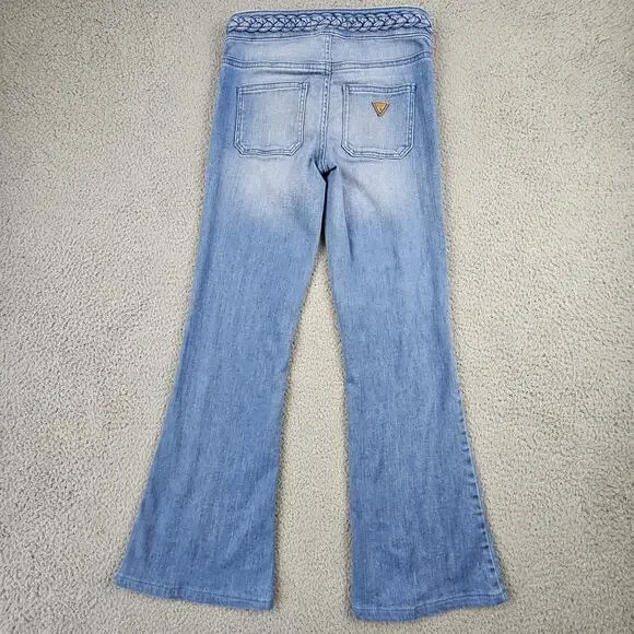 Guess Jeans Womens 23 Flare Braided Waistband Boho Stretch Denim Pants - Picture 3 of 9